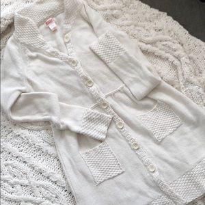 Mossimo girls cream button down sweater L 10/12